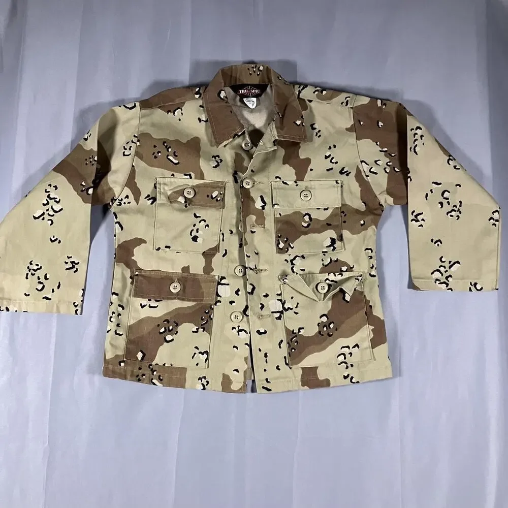 TRU-SPEC Jacket Youth 14 Tan Brown Desert Camo BDU Field Coat Utility 4 Pocket
